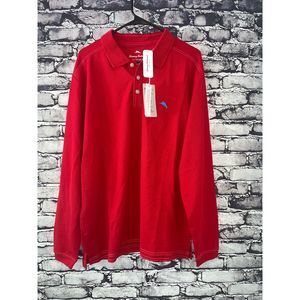 Tommy Bahama Emfielder 2.0 LS Red Polo Shirt Size L